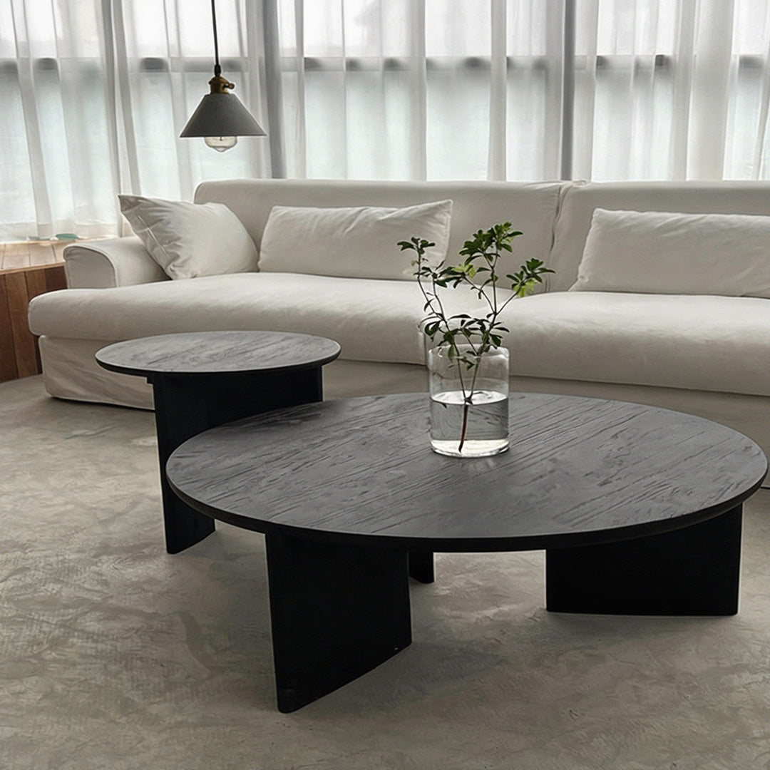 Camden Black Wood Round Coffee Tables Set