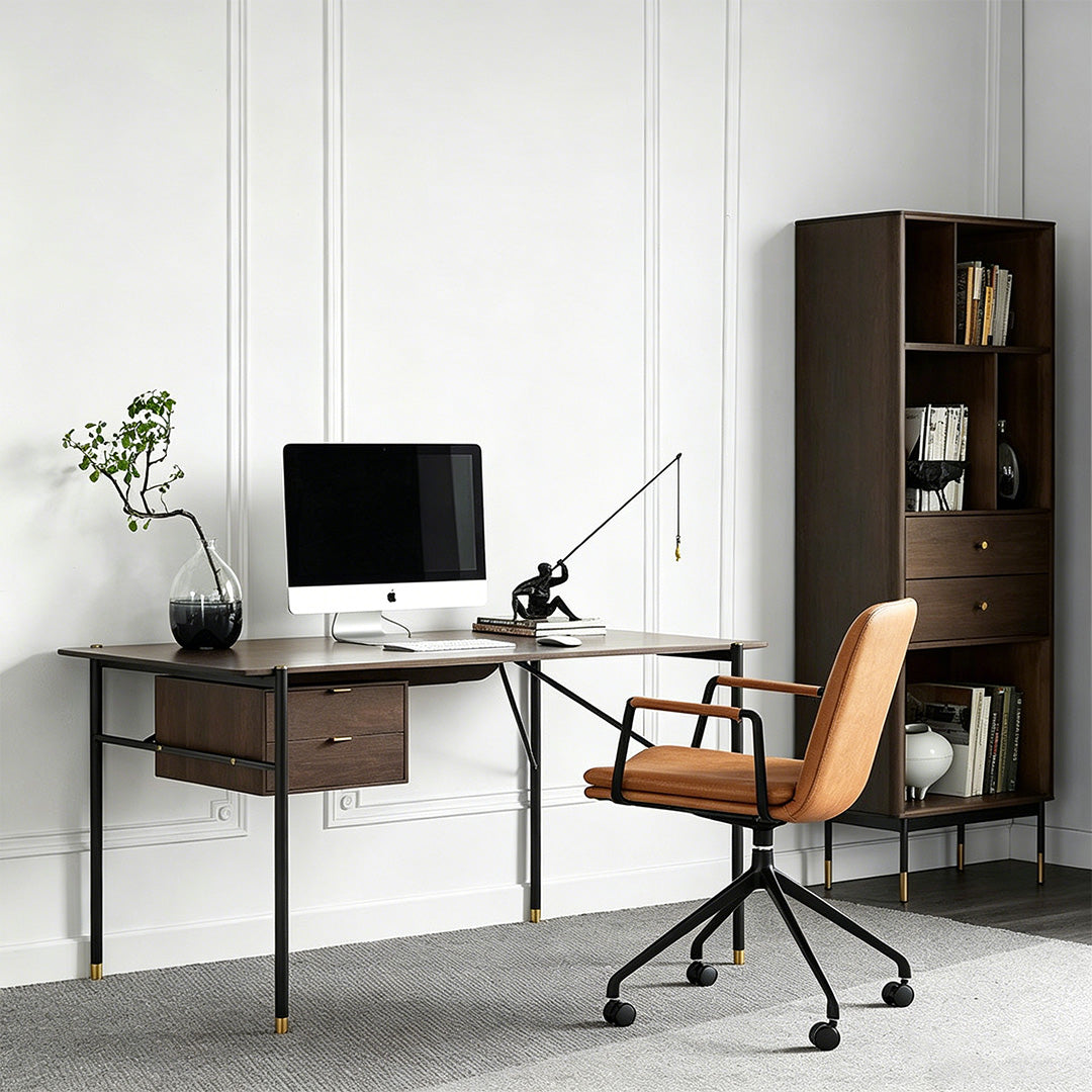 Freddie Walnut And Black Metal Office Desk