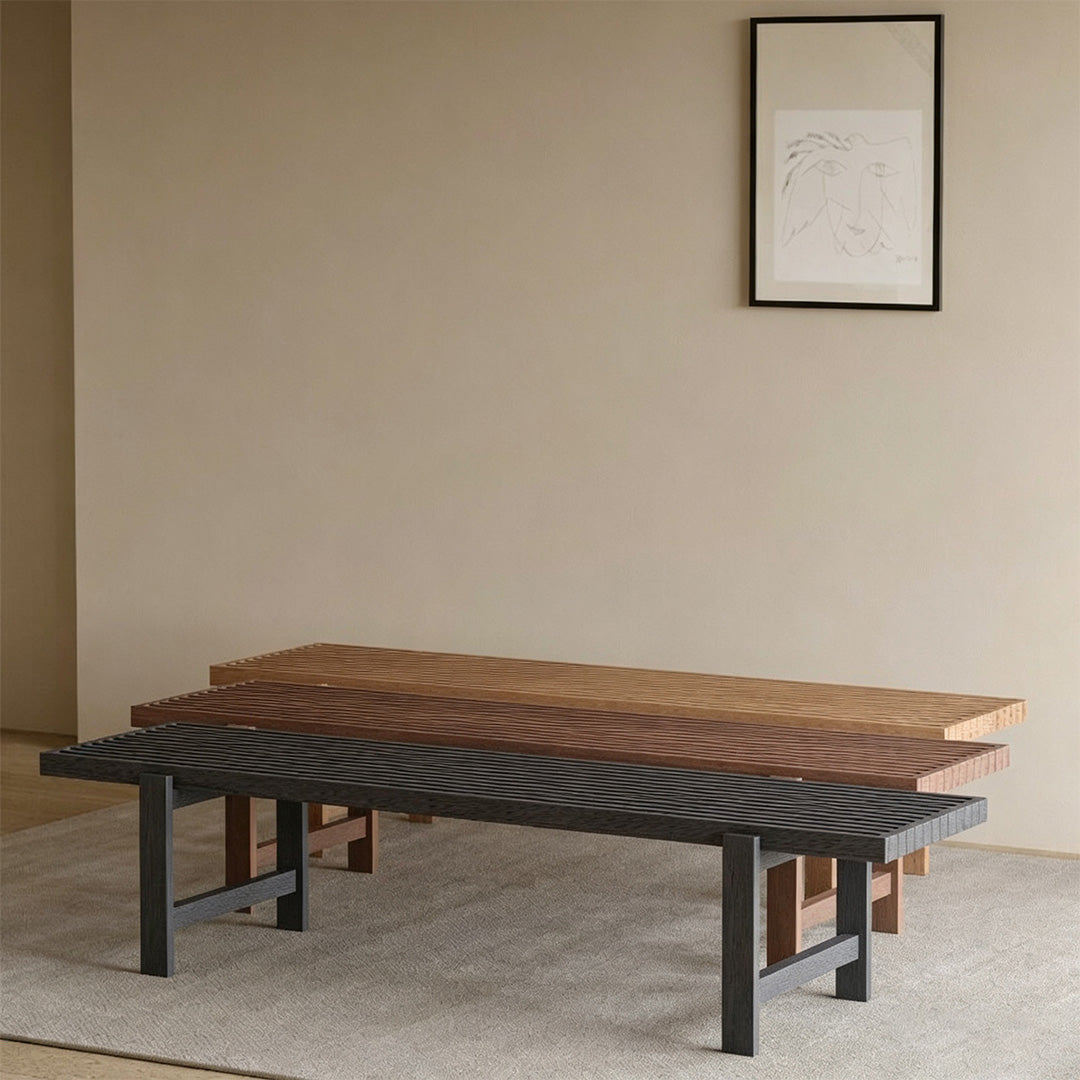 Jericho Ebony Wood Slatted Bench