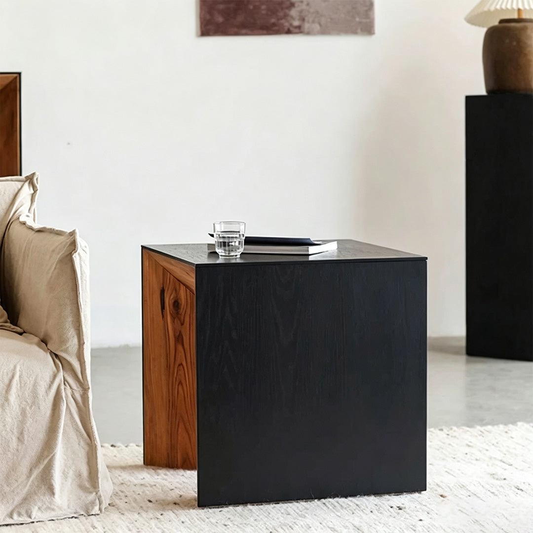 Ferris Black Oak And Natural Wood Side Table