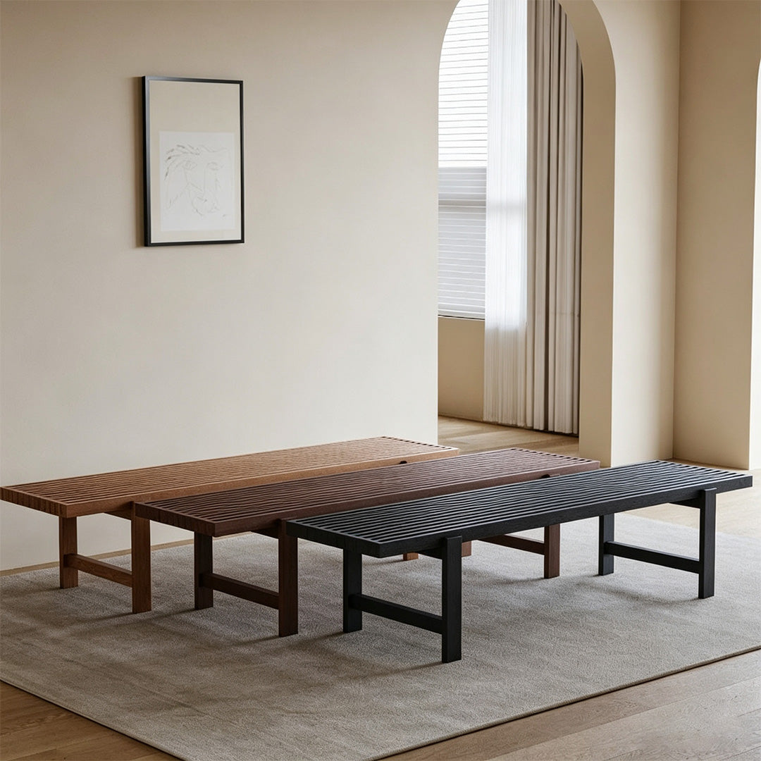 Jericho Ebony Wood Slatted Bench