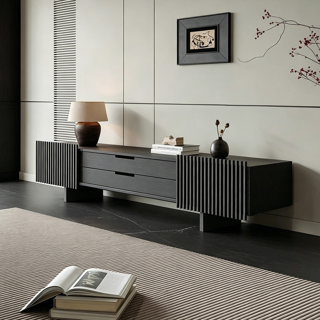 Lorne Black Slat-detail TV Console