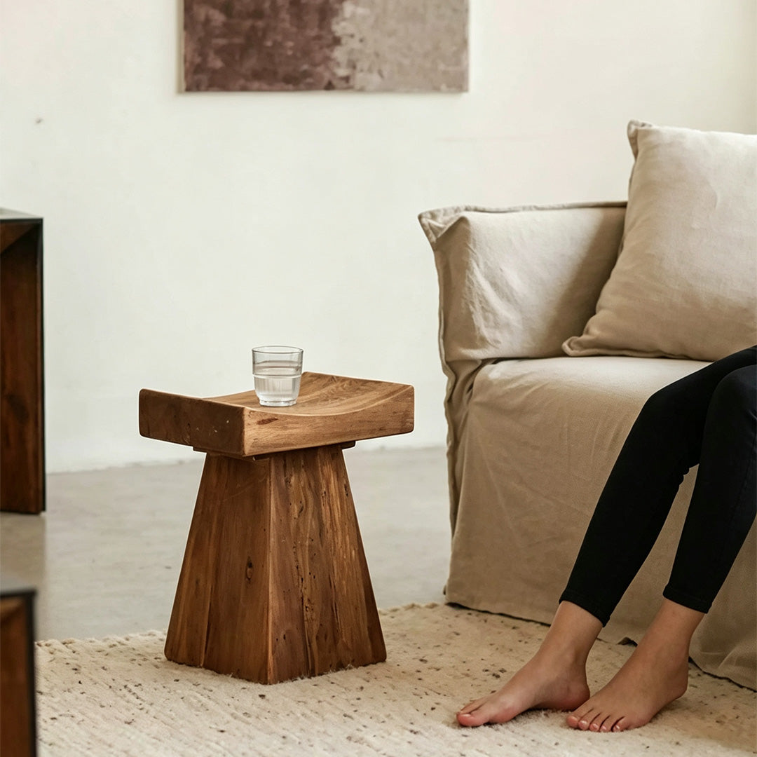 Gilbert Natural Wood Sculpted Side Table