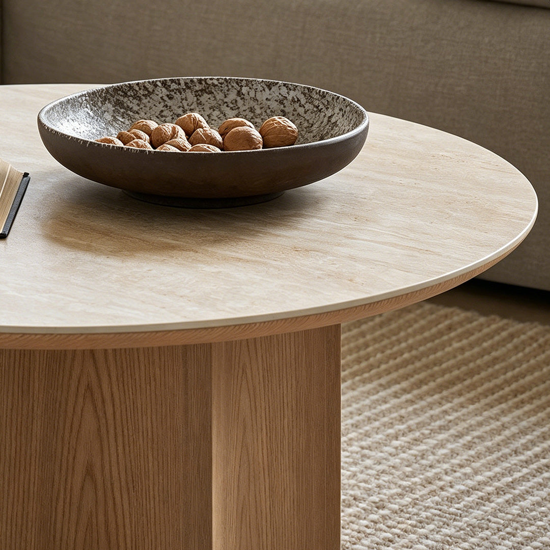 Steven Beige Marble-effect Round Coffee Tables Set