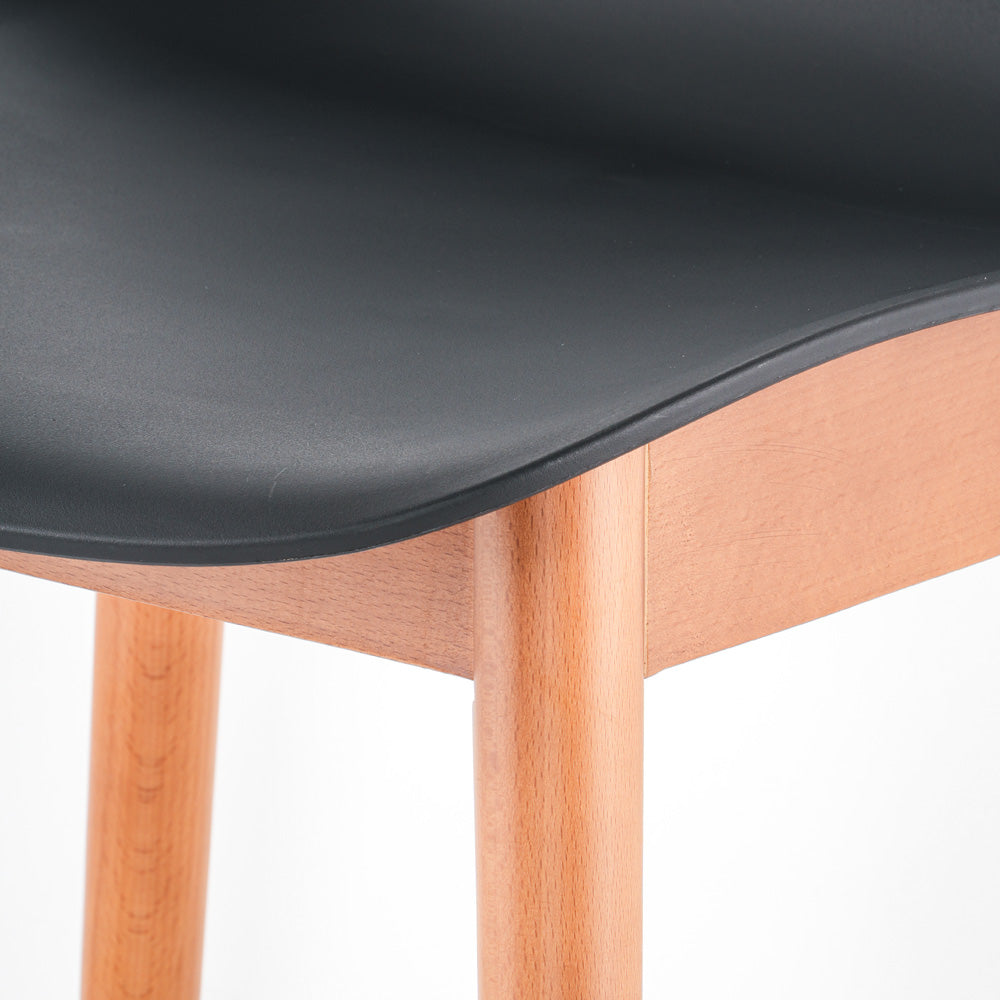 Laurel Black Molded Seat Bar Stool With Wood Legs
