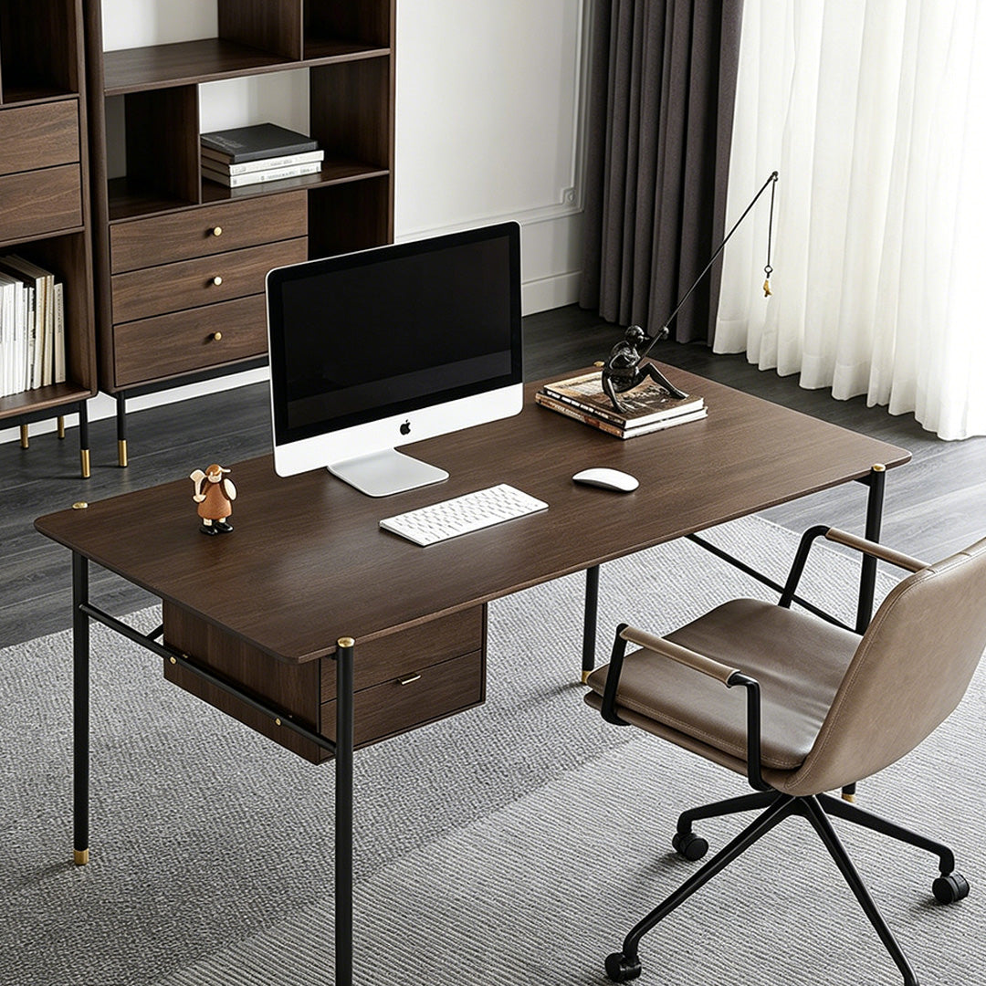 Freddie Walnut And Black Metal Office Desk