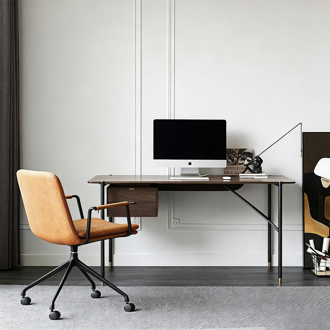 Freddie Walnut And Black Metal Office Desk