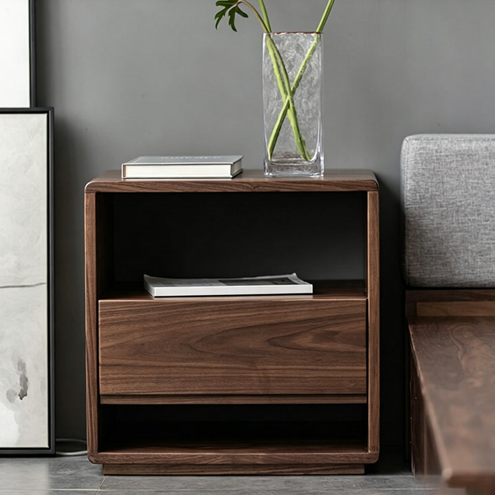 Laurel Brown Solid Wood Bedside Table