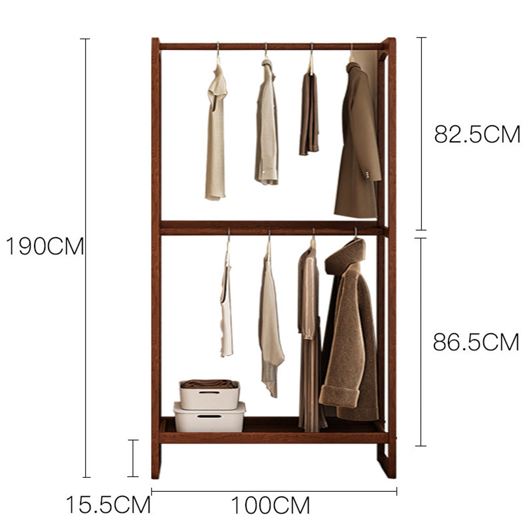 Svea Walnut Open Wardrobe With Shelves And Drawers