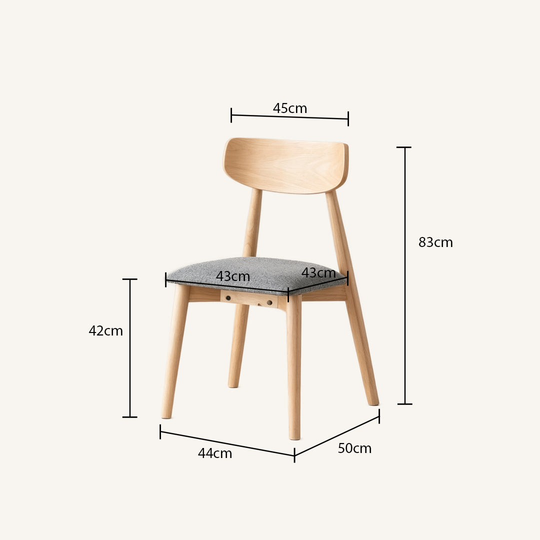 August Natural Wood And Grey Fabric Dining Chair