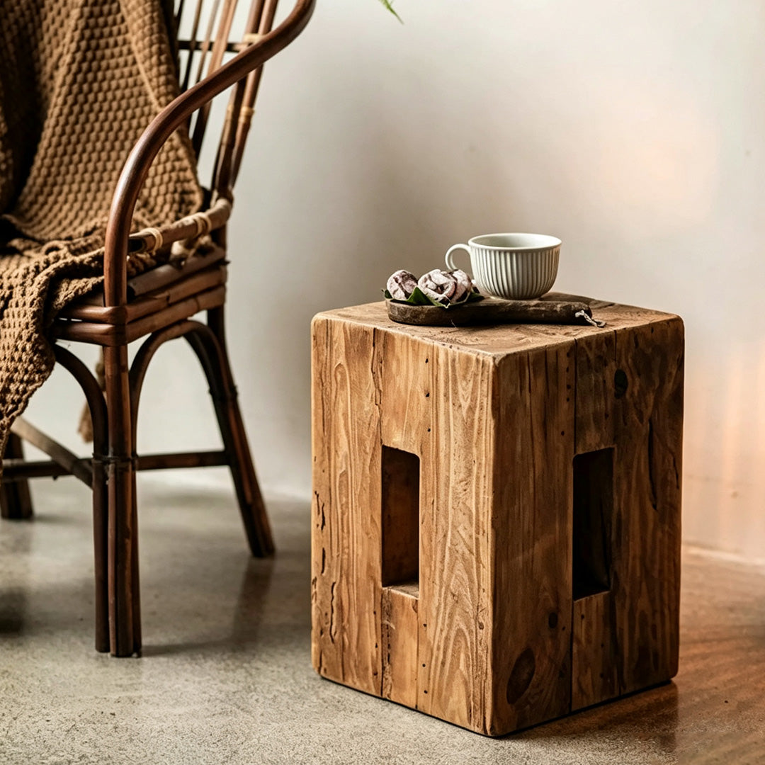 Grover Natural Wood Cube Side Table