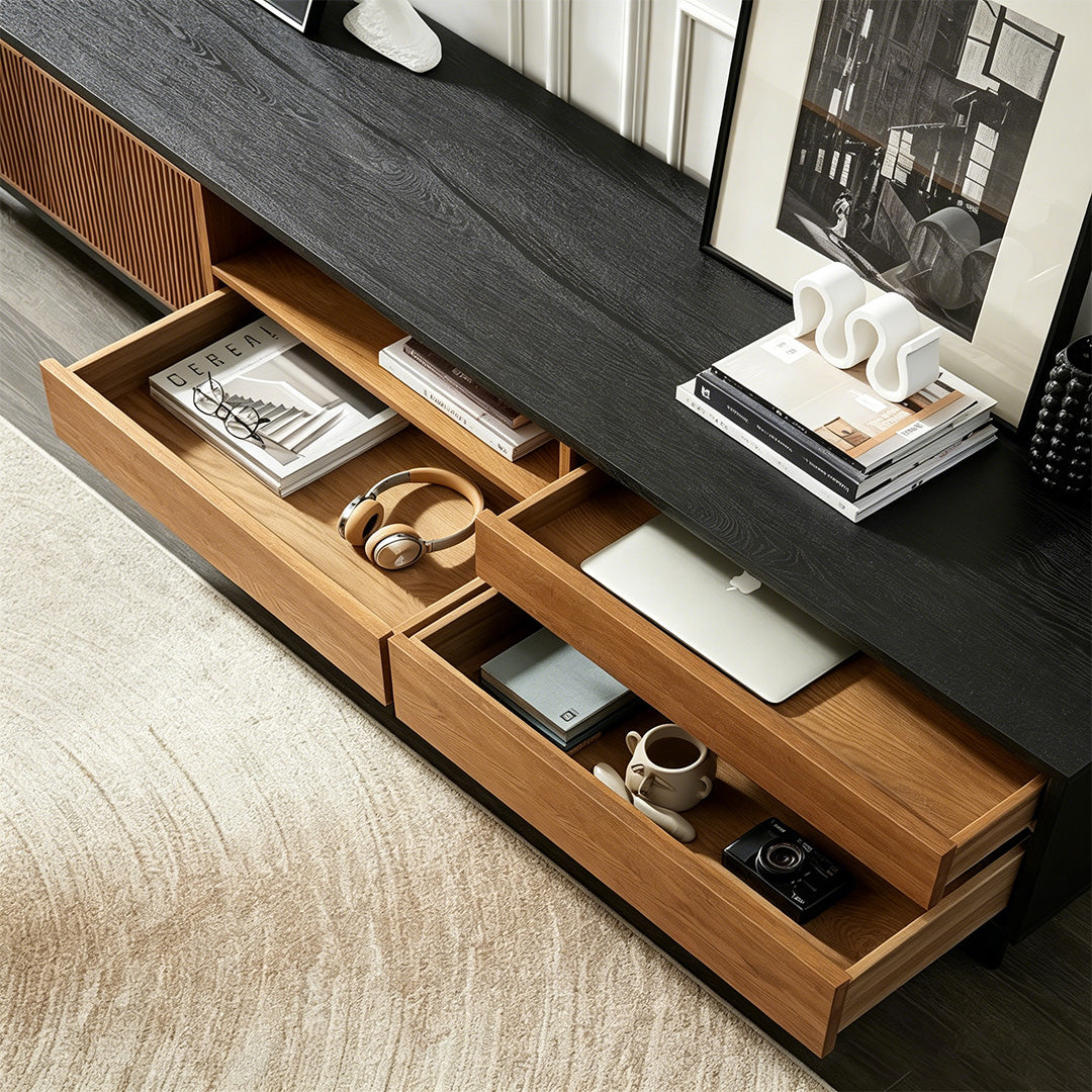 Julian Black And Walnut Low Media Unit