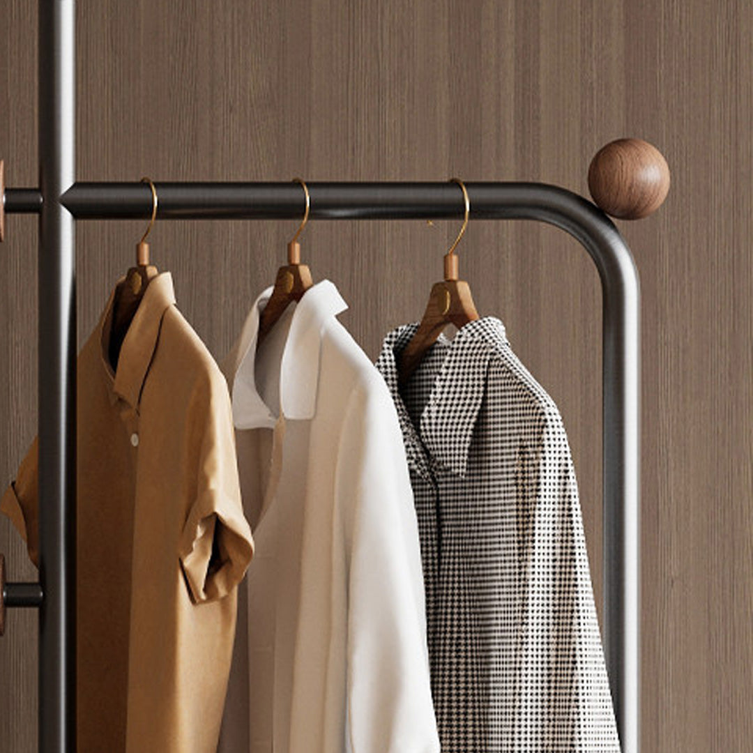 Garrett Matte Black Metal And Brown Circular Rack Stand
