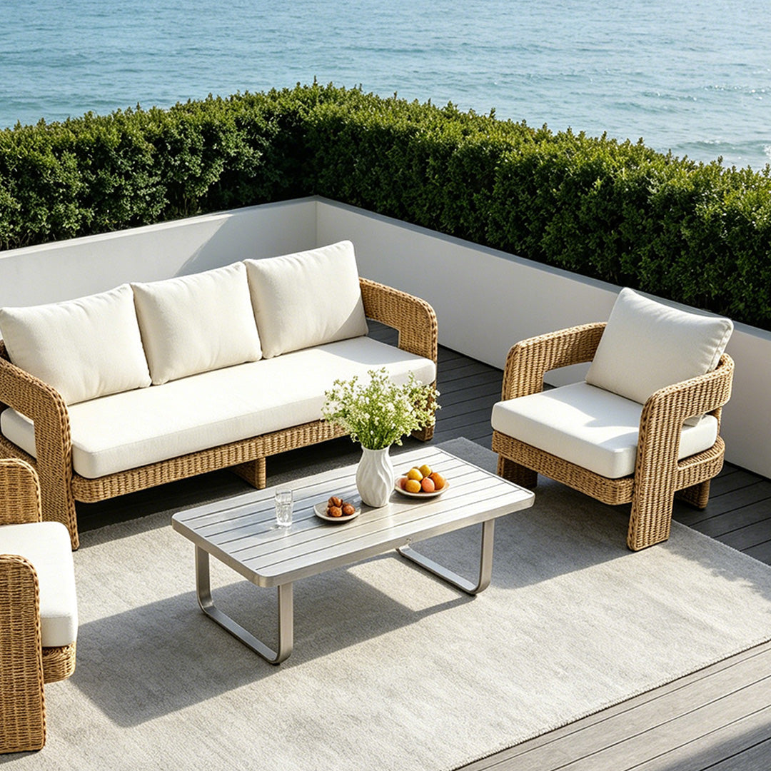 Bayshore Natural Rattan Outdoor Seating Set