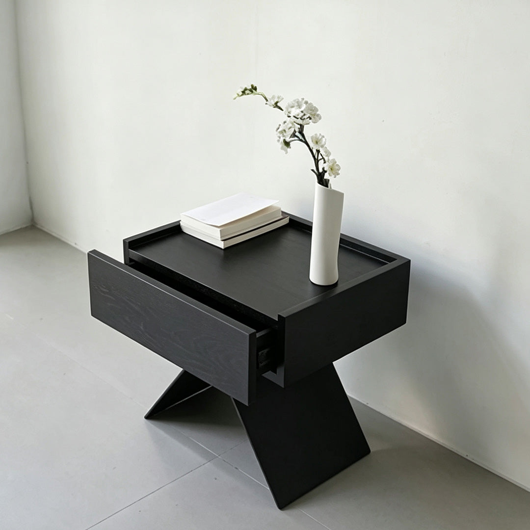 Elliot Black Oak Accent Side Table