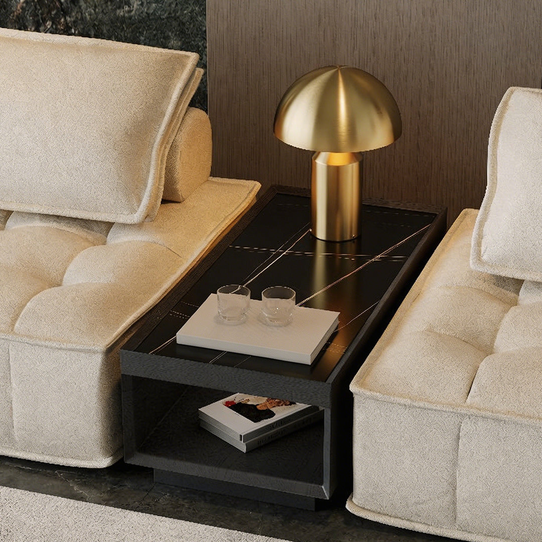 Caspian Black Marble-effect Side Table