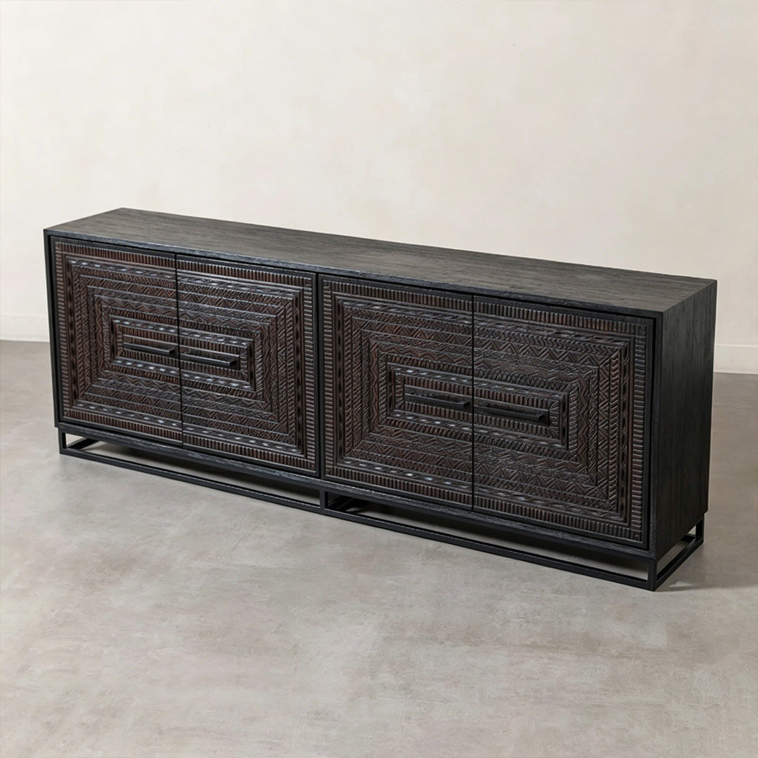 Marcus Black Carved Wood Sideboard