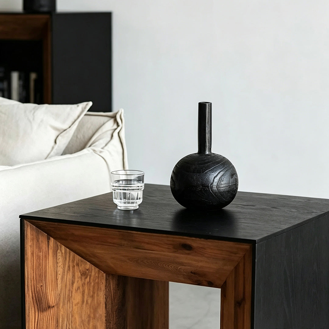 Ferris Black Oak And Natural Wood Side Table