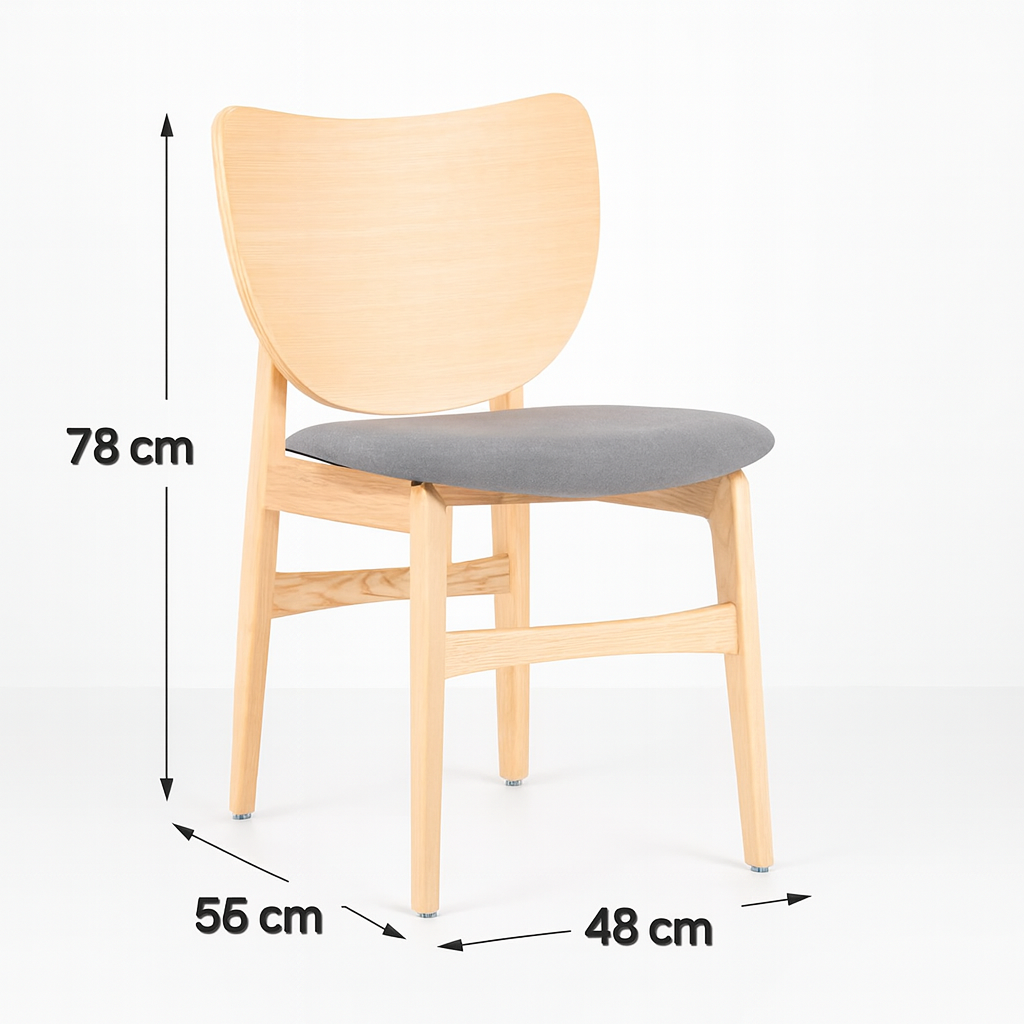 Larkspur Natural Ash Wood Dining Chair With Grey Fabric Seat