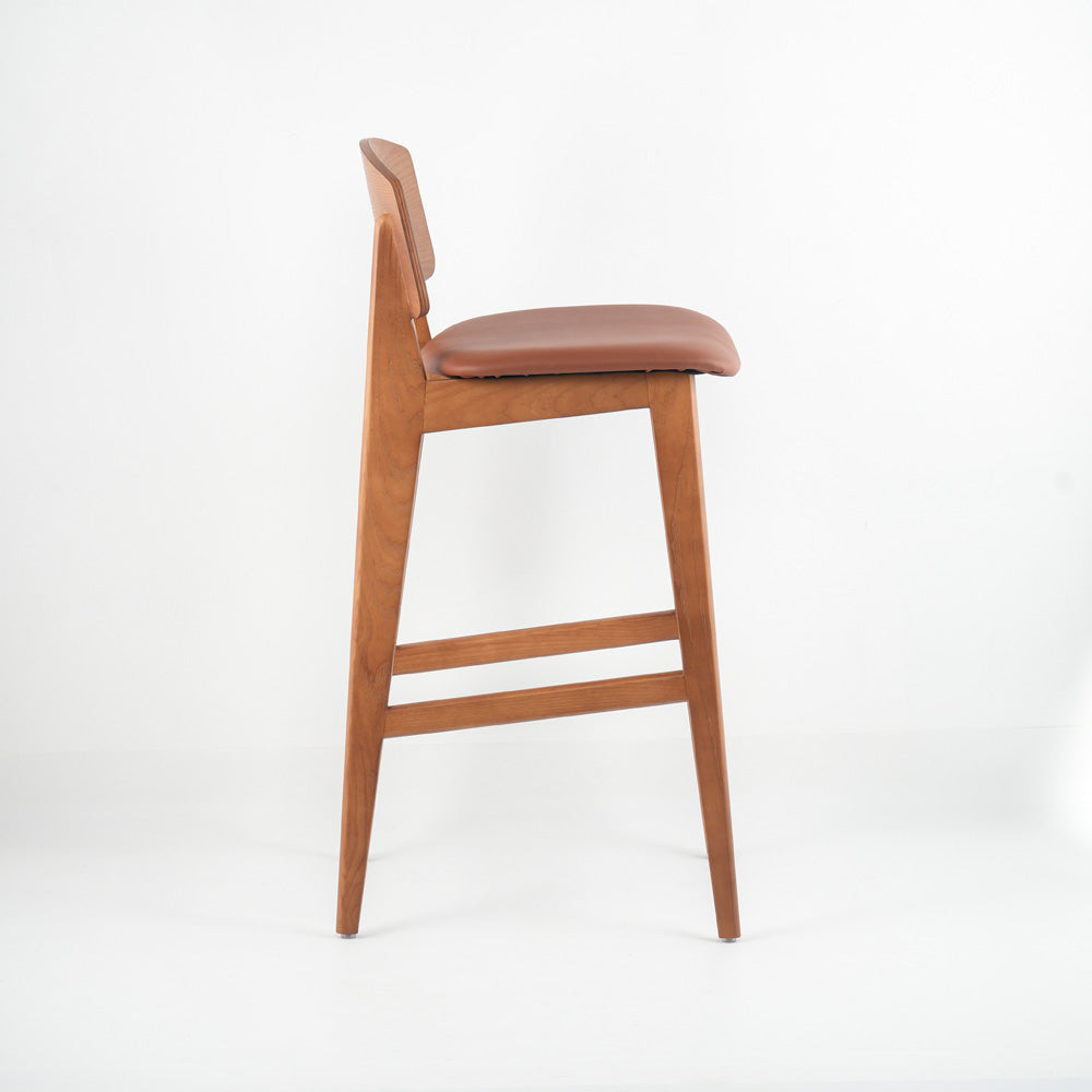 Ergonomic Solid Wood Bar Stool, Comfortable Bar Chair For Kitchen, Cafe And Entertainment Area