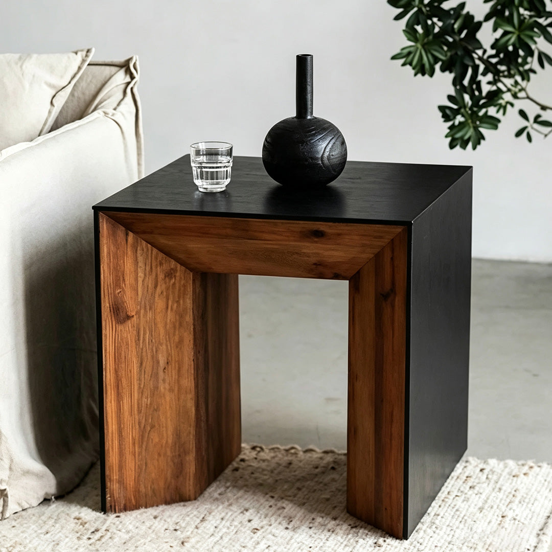 Ferris Black Oak And Natural Wood Side Table