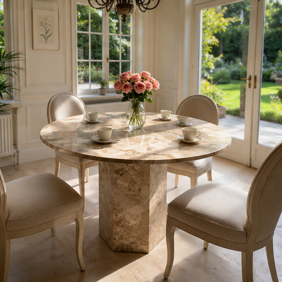 Prescott Beige Terrazzo Dining Table