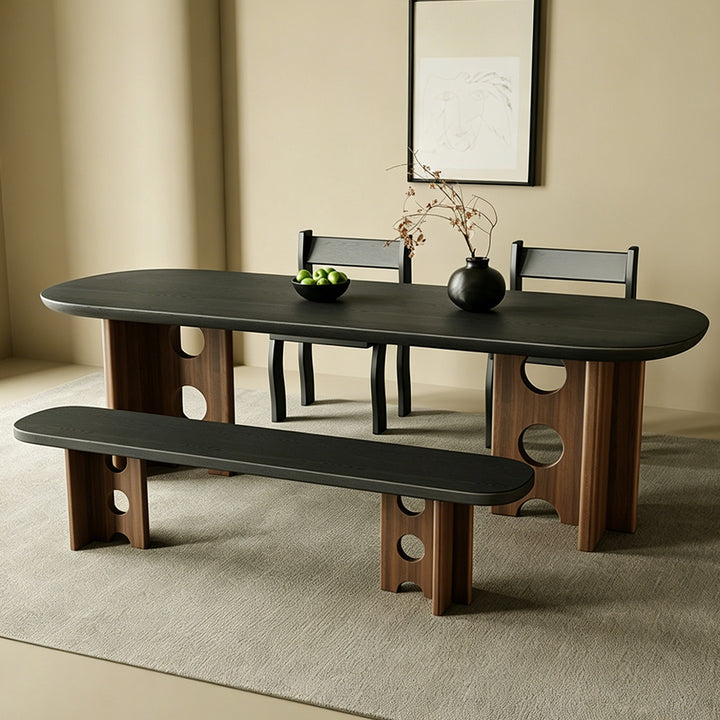 Douglas Charcoal Black Oak And Natural Wood Bench