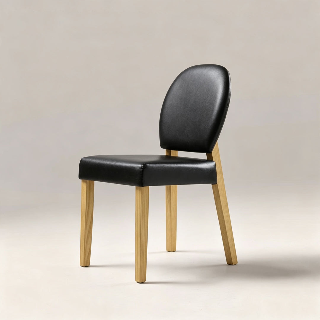 Laurel Black Leather and Oak Dining Chair