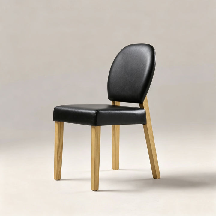 Laurel Black Leather and Oak Dining Chair