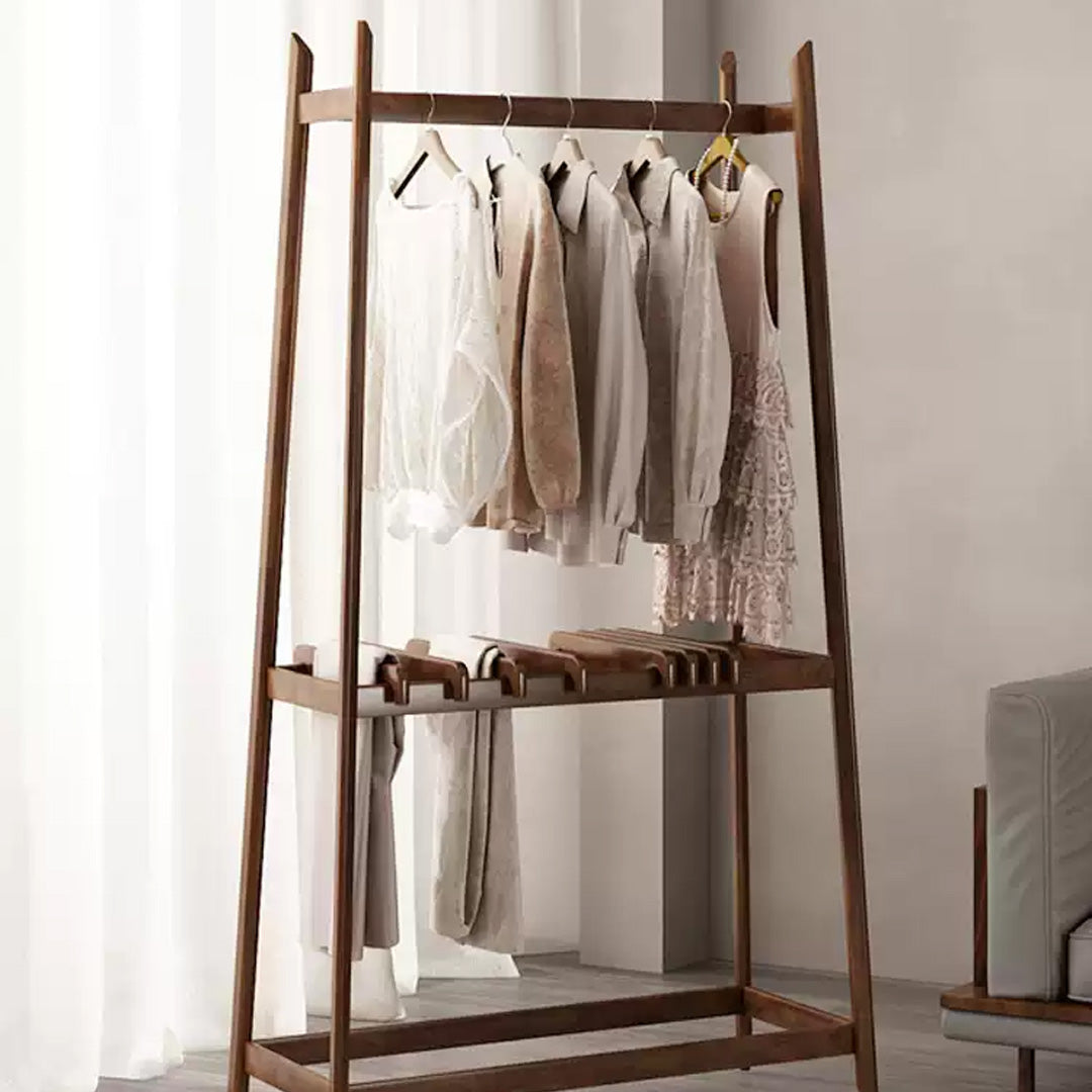 Ninette Walnut Finish Free-standing Garment Rack