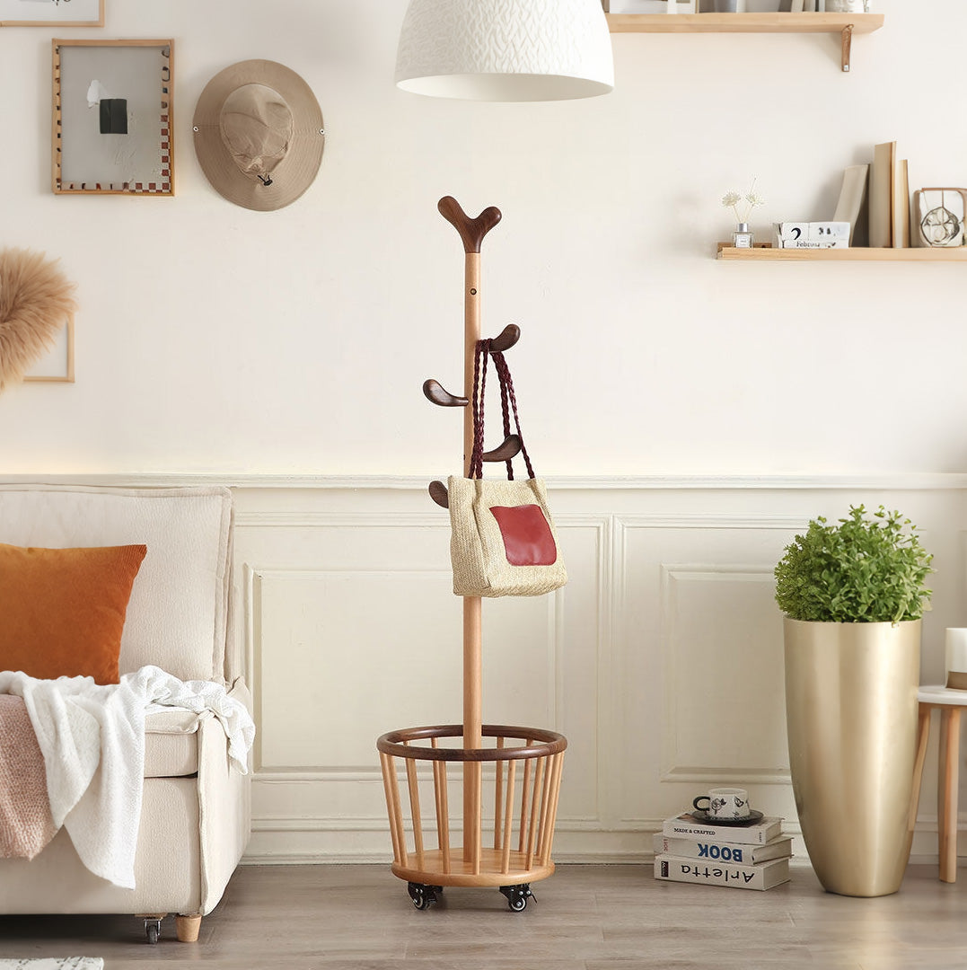 Julian Two-tone Wood Coat Stand With Basket