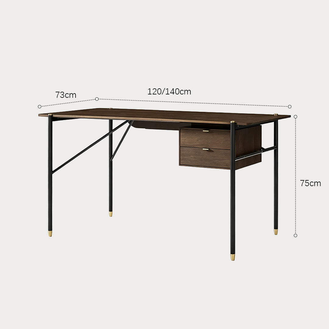 Freddie Walnut And Black Metal Office Desk