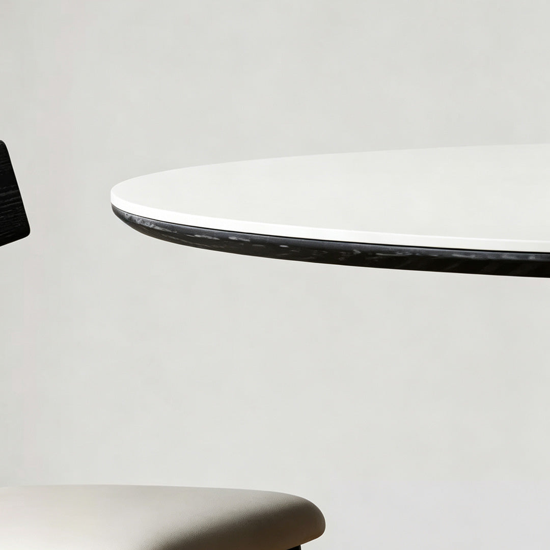 Jenson Black Wood And Light Cream Round Dining Table