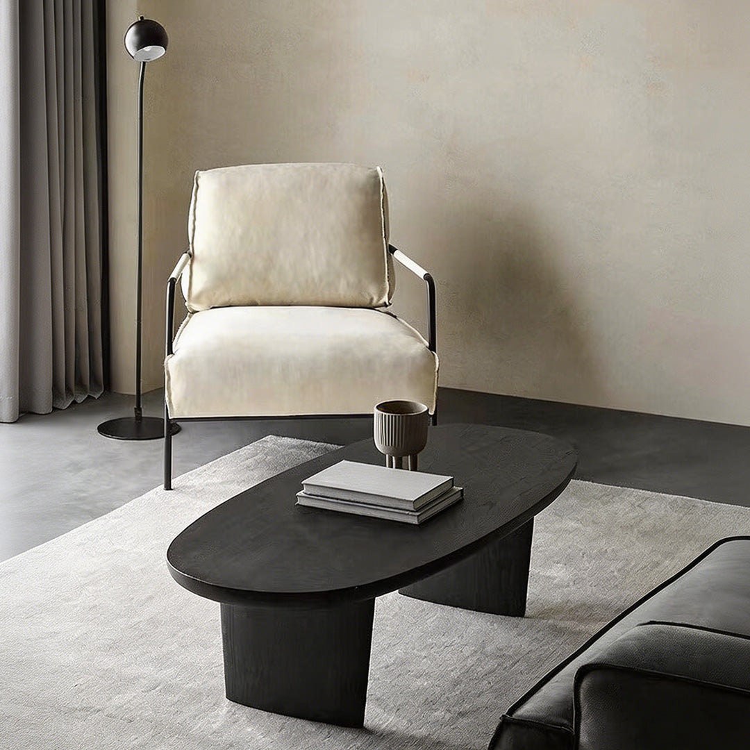Carew Black Solid Wood Oval Coffee Table