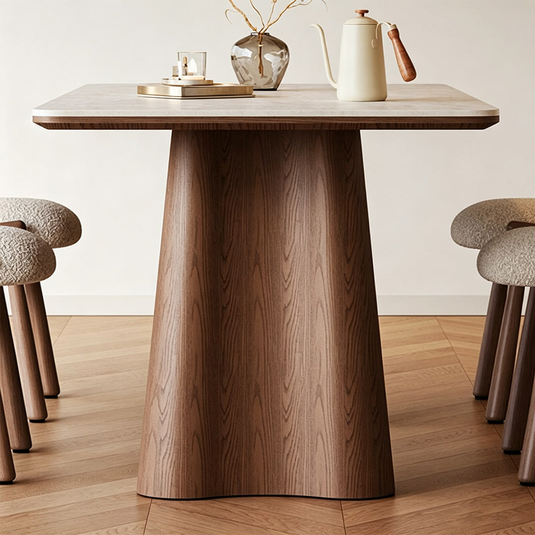 Kael Oak And Ivory Minimalist Dining Table