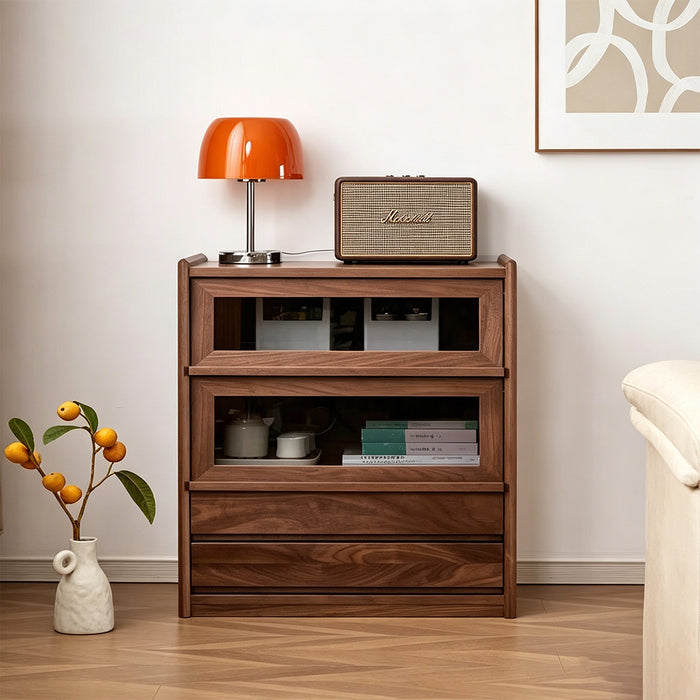 Hugo Walnut Glass-front Side Cabinet
