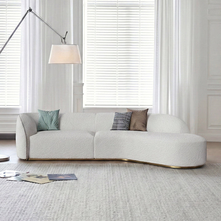 Welby Three Seater Curved Sofa, White - boucle curved sofa