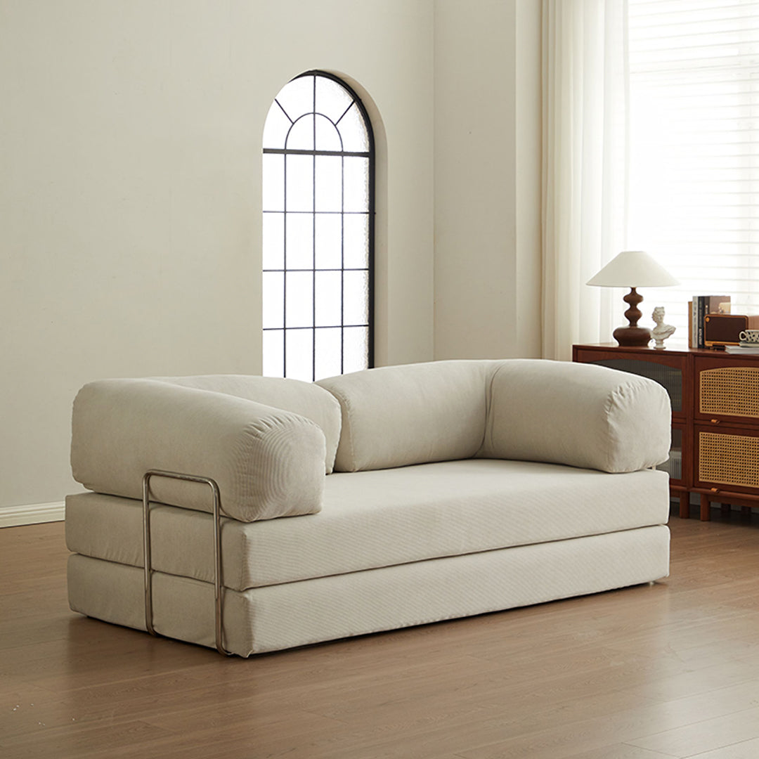 Yamada Foldable Lazy Sofa Bed, Corduroy with corner sofa bed left