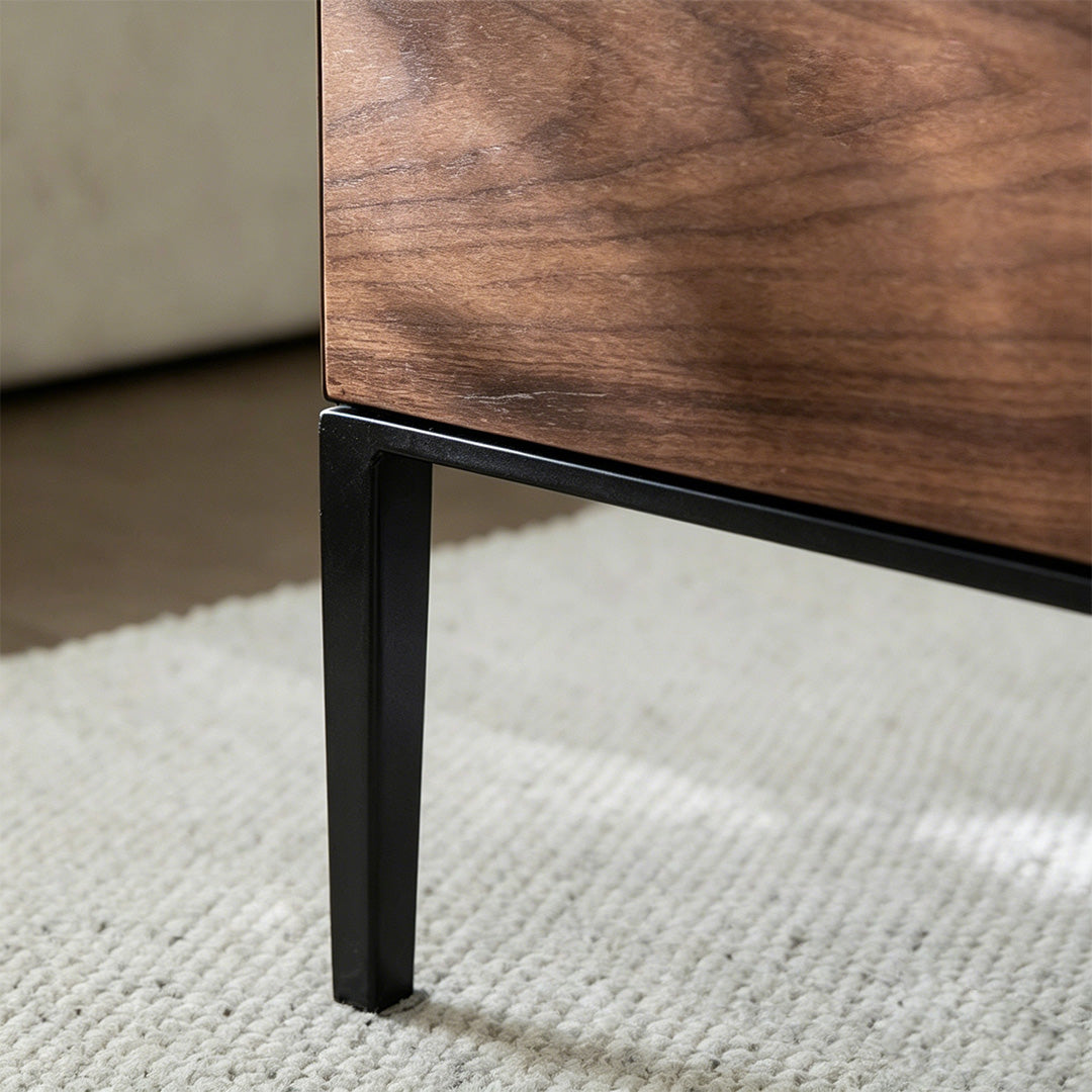 Jesse Walnut Veneer Coffee Table With Black Metal Legs