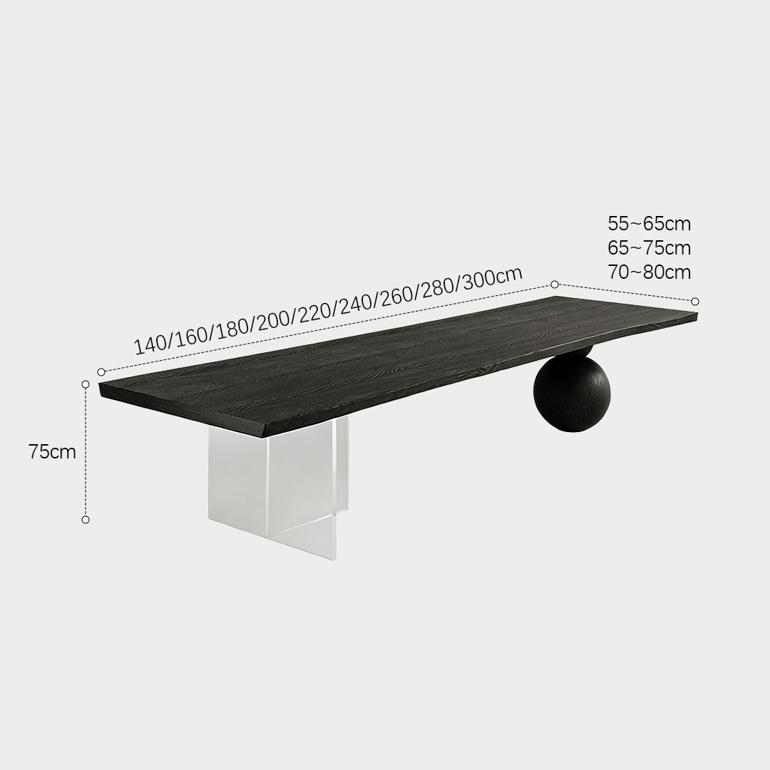 Lance Black Solid Wood Dining Table With Sculptural Bases