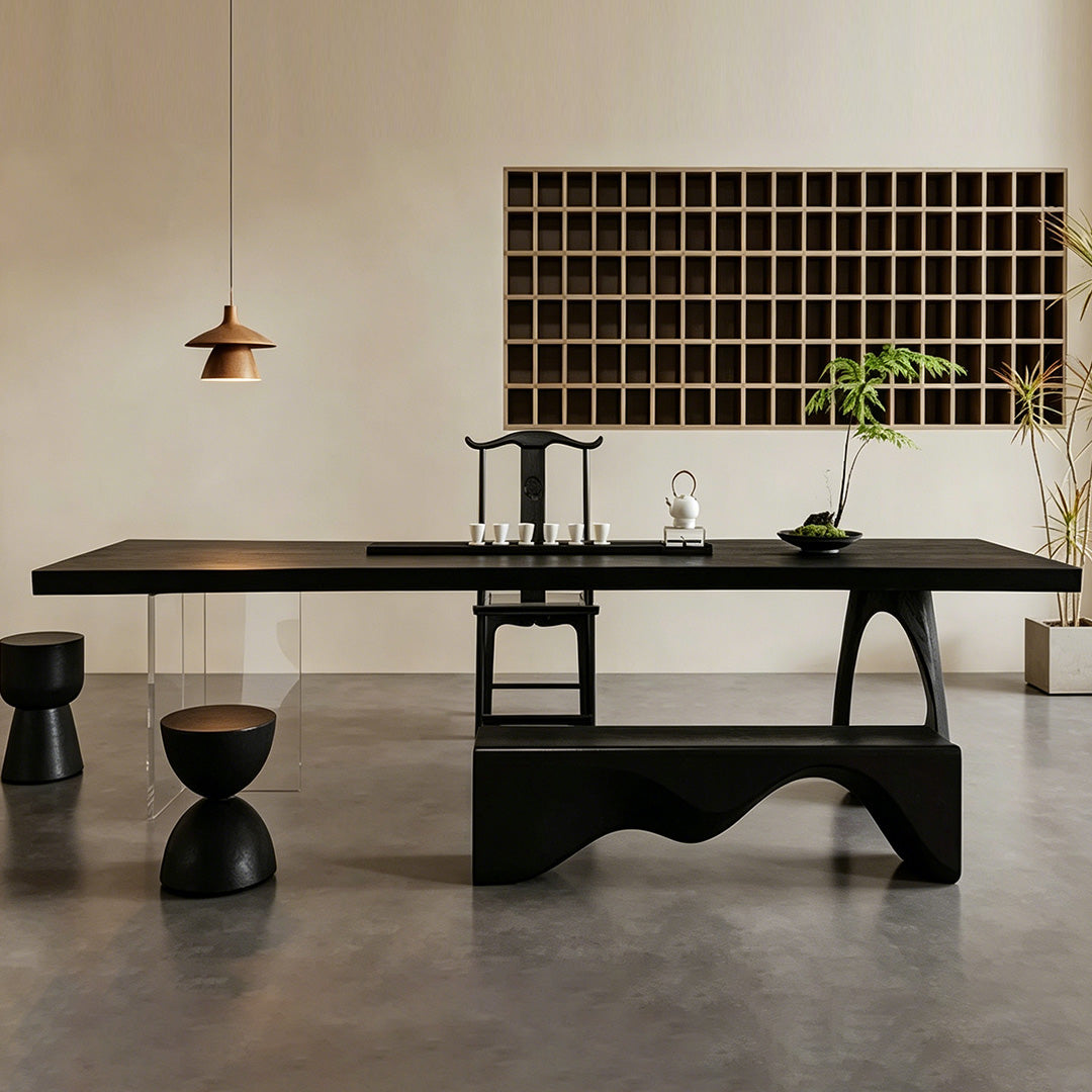 Byron Ebony Wood Sculptural Dining Table