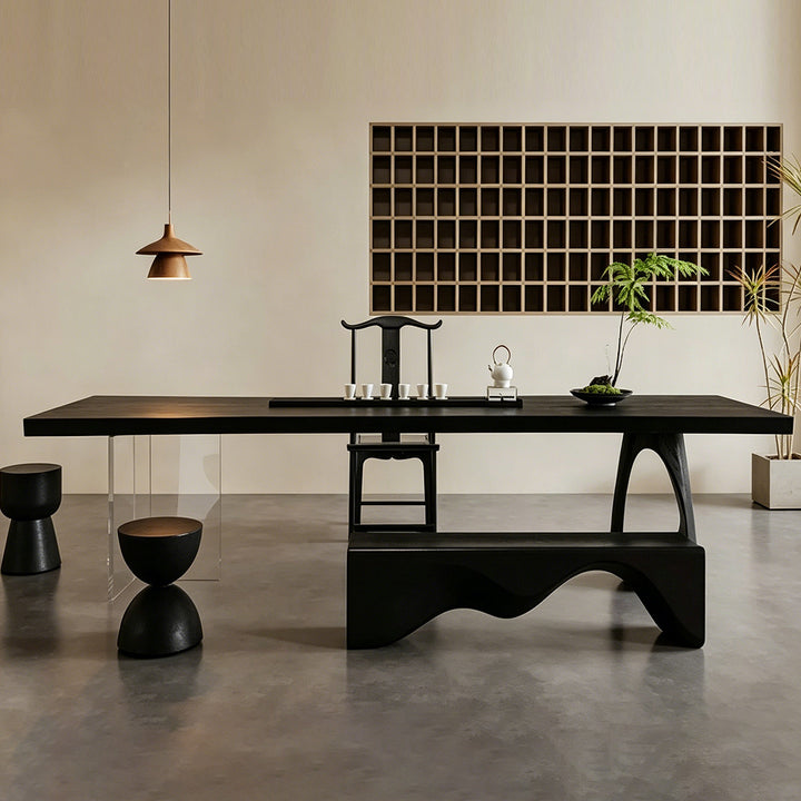 Byron Ebony Wood Sculptural Dining Table
