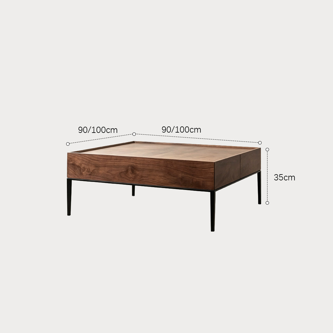 Jesse Walnut Veneer Coffee Table With Black Metal Legs