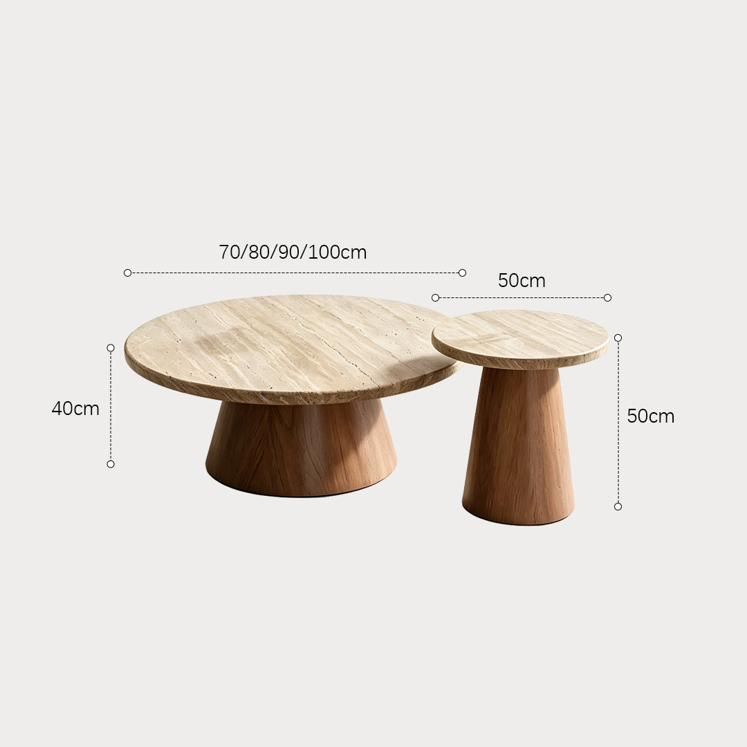 Griffin Beige Travertine & Wood Coffee Table