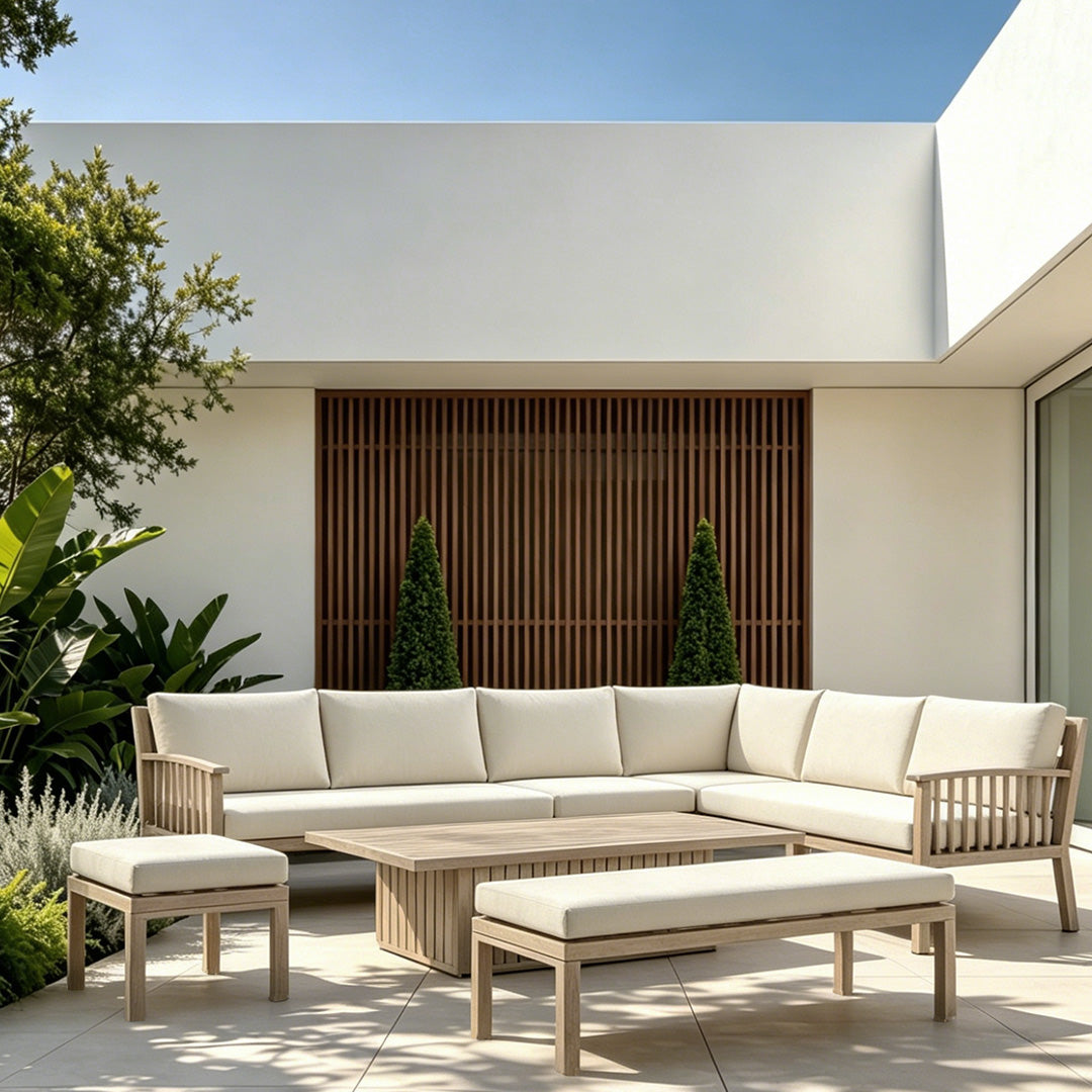 Elowen Natural Wood Outdoor Corner Sofa Set