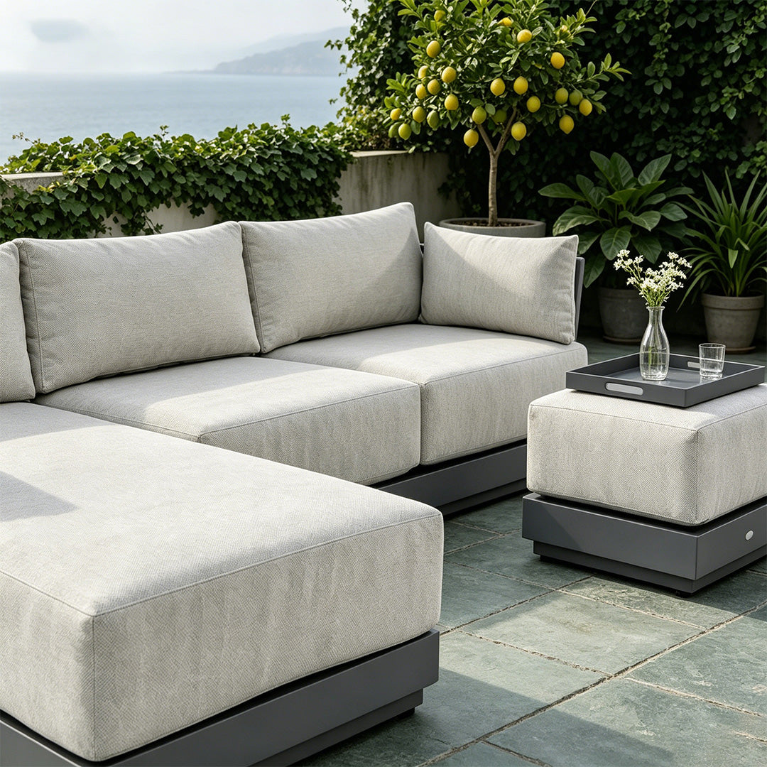 Archie Grey Fabric Outdoor Modular Sofa Set