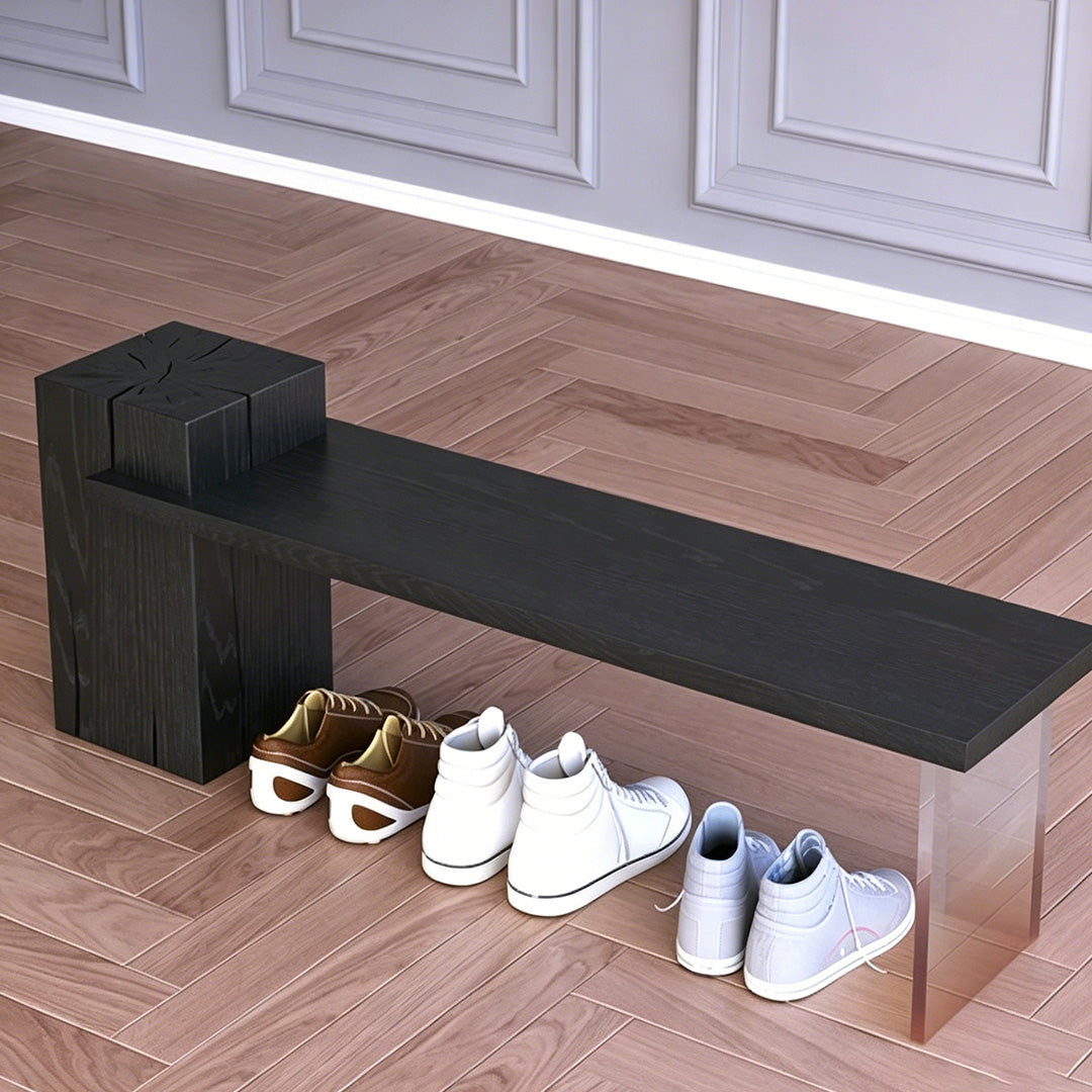 Cruz Amber Gradient Acrylic And Dark Wood Shoe Bench