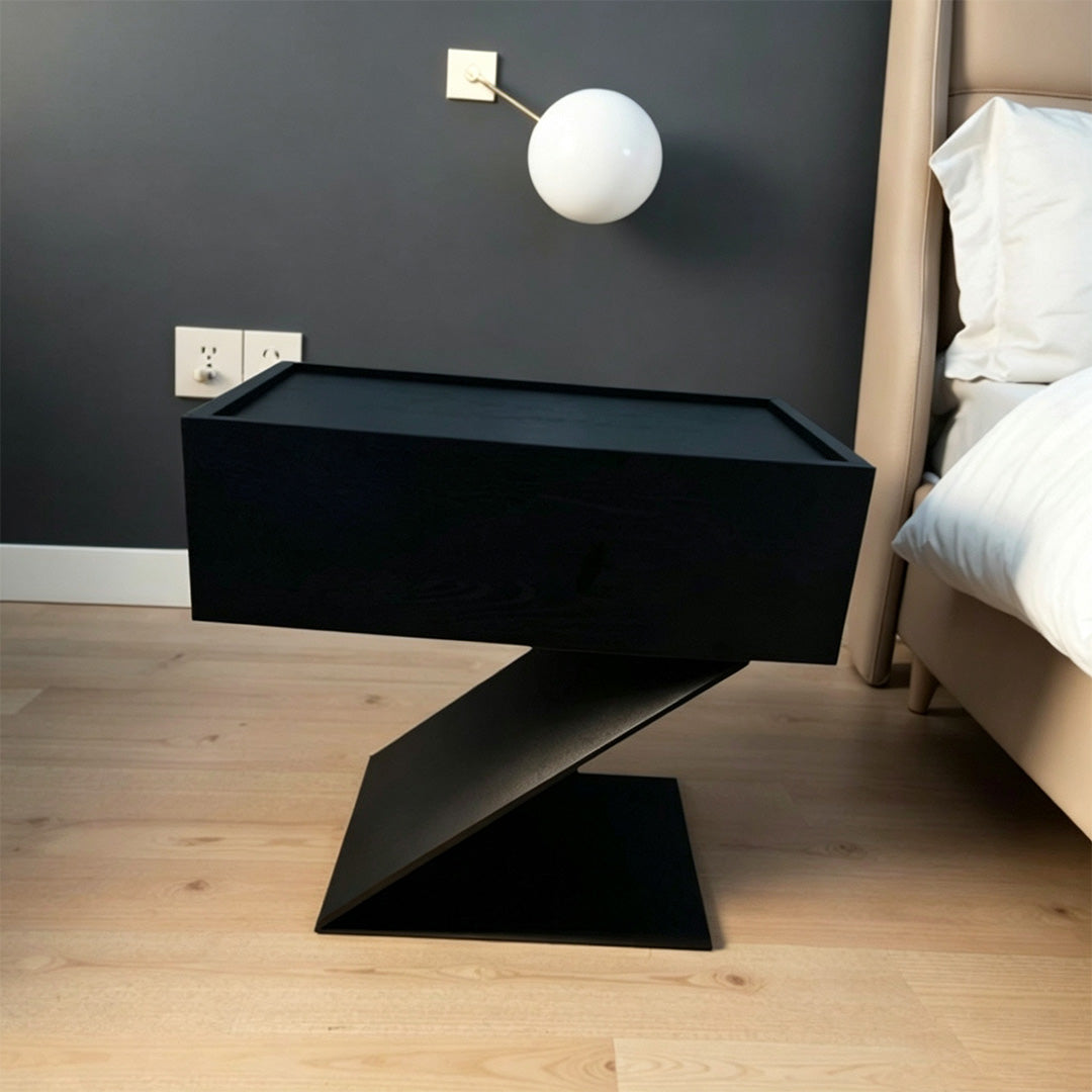 Fulbourn Black Oak Wood Bedside Table