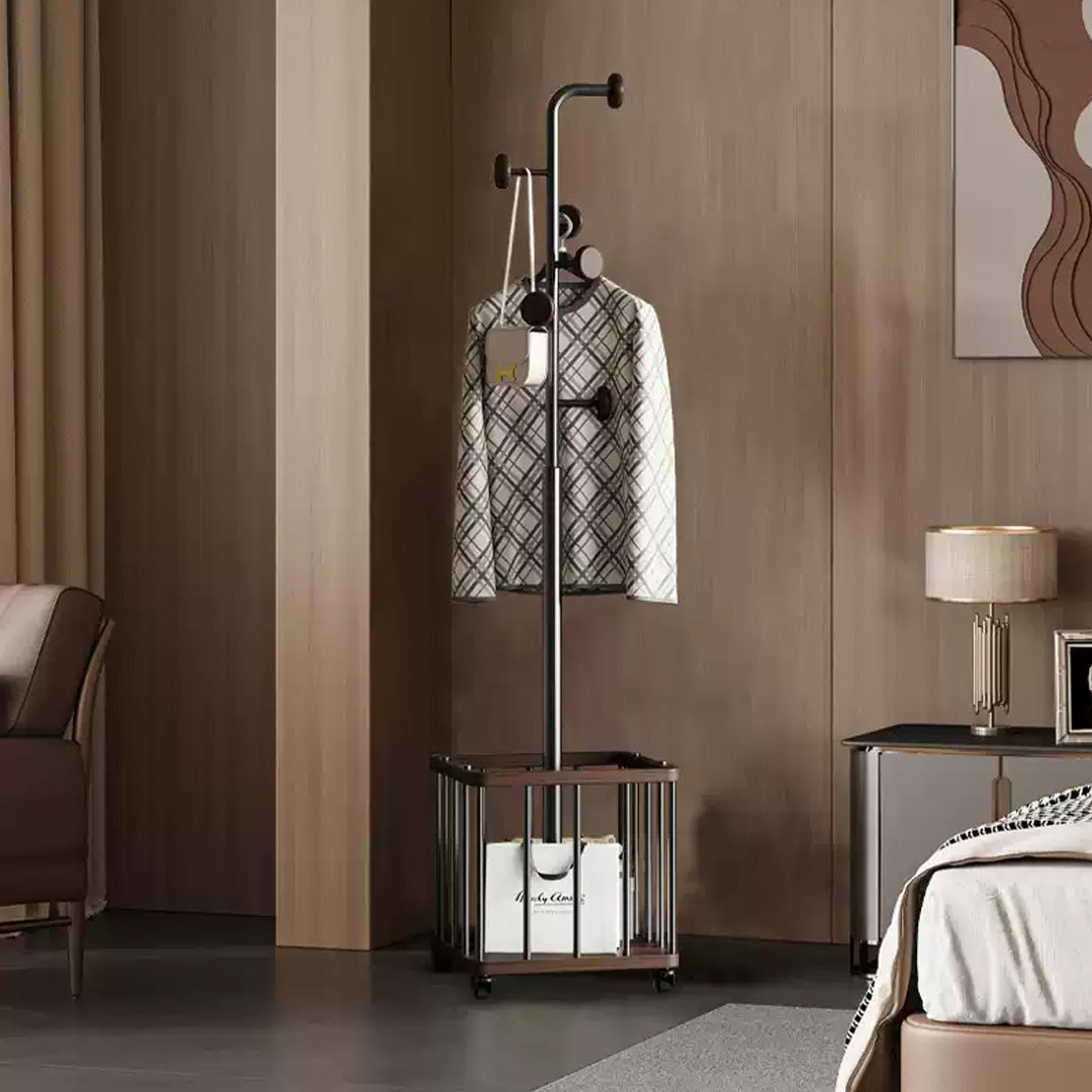 Branwell Dark Wood And Metal Freestanding Coat Rack