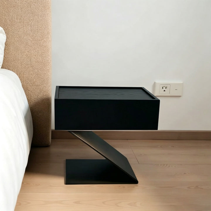 Fulbourn Black Oak Wood Bedside Table